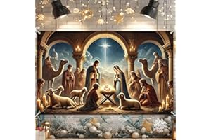 BlissYard Nativity Scene Banner 71x43 Inches Holy Night Manger Scene Banner Religious Christian Backdrop for Church Indoor Outdoor Christmas Nativity Backdrop Scene Biblical Christmas Decoration