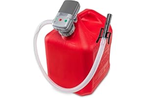 Deway Automatic Fuel Transfer Pump with Auto-Stop, AA Battery Powered, Advanced Adapter Fits All Size Gas Cans, Extra Long Hose, Portable Liquid Pump for Gasoline, Diesel Fuel