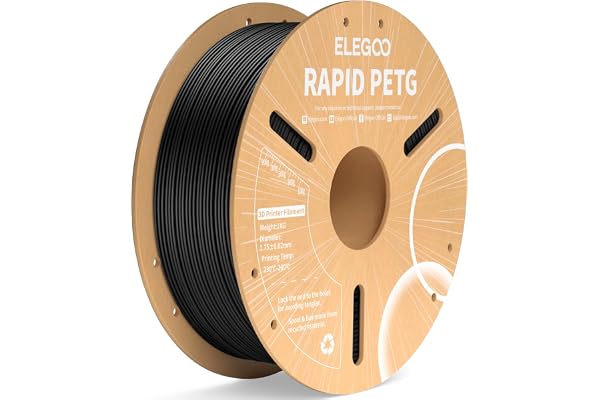 ELEGOO Rapid PETG Filament 1.75mm Black 1KG, 3D Printer Filament Max 600 mm/s High Speed Printing, Dimensional Accuracy +/- 0