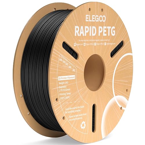 ELEGOO Rapid PETG Filament 1.75mm Black 1KG, 3D Printer Filament Max 600 mm/s High Speed Printing, Dimensional Accuracy +/- 0.02 mm Fit Most FDM Printer 1kg Cardboard Spool