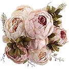 Duovlo Fake Flowers Vintage Artificial Peony Silk Flowers Wedding Home Decoration,Pack of 1 (Light Pink)