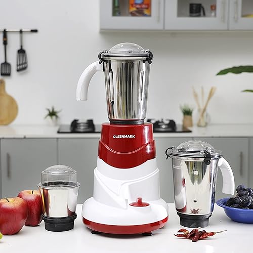 Olsenmark 550W 3 In 1 Mixer Grinder Stainless Steel Blades, 3 Speed