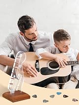 CoolGift Mart Light Up Guitar Pick Holder Acrylic Headstock with Wooden Base view 6