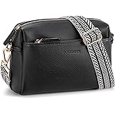 BOSTANTEN Small Crossbody Purse for Women Triple Zip Cell Phone Leather Handbag with Colored Shoulder Strap