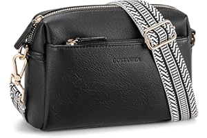 BOSTANTEN Small Crossbody Purse for Women Triple Zip Cell Phone Leather Handbag with Colored Shoulder Strap