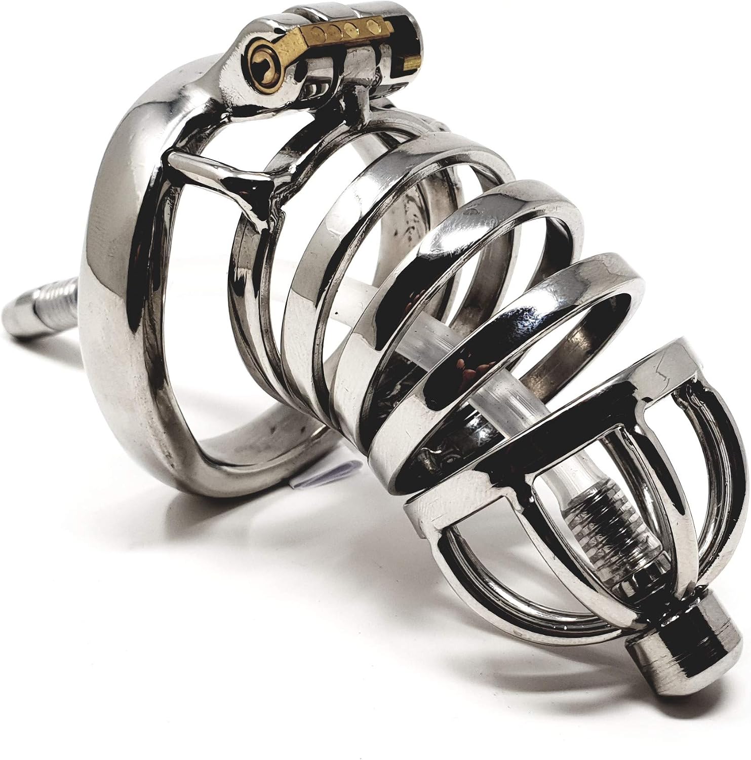 Bondage Masters Chastity Cage Male Chastity Device with Removable Urethral Tube, Black