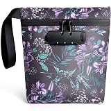 SafeDelux Lock Travel Pouch with Combination Lock & Activated Carbon—Waterproof Zipper, Carbon Lined for Home Storage & Gifts (Purple Small)
