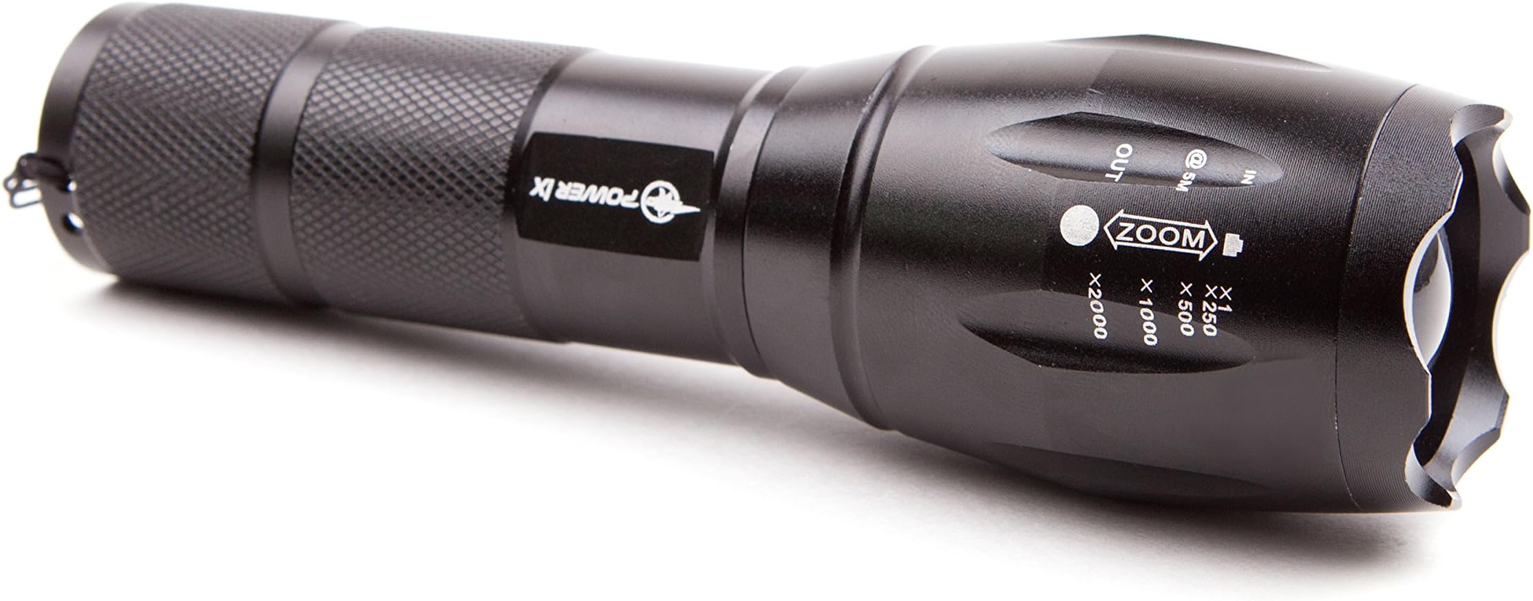 PowerLx Rechargeable Tactical Flashlight, CREE XML T6 Torch, 1000 Lumens, Water & Shock Resistant, Zoomable with 5 Modes