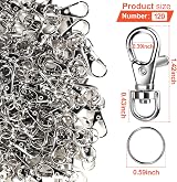 LEOBRO 240 Pcs Key Rings Swivel Clips Carabiner Set Silver view 2