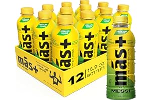 Más+ by Messi 16.9oz Limón Lime League, Sports Drink & Hydration Beverage, Natural Flavors with Vitamins and Electrolytes, No Artificial Sweeteners or Colors, 12-pack