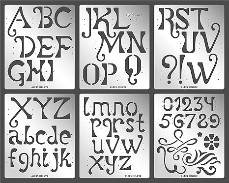 Aleks Melnyk 76 Schablone Metall Stencil Vorlagen For Painting Buchstaben Zahlen Alphabet 5 1 Cm 6 Stuck Diy Kunst Projekte Stencil Fur Scrapbooking Und Zeichnen Brandmalerei Schablone Basteln Amazon De Kuche Haushalt