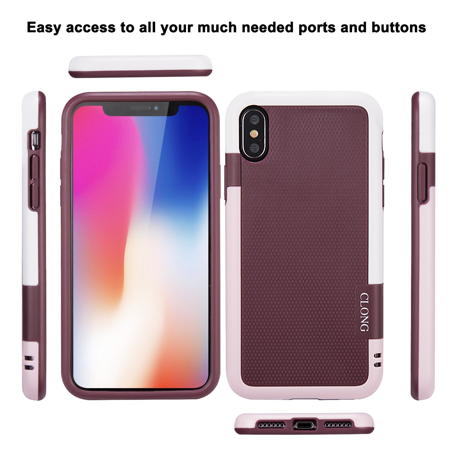 iPhone X Case,CLONG iPhone X 10 Case Flexible Durable Shock-Absorption Protective Case Ultra Impact 3 Color Bumper Cover Slim Hybrid Soft TPU & Hard PC Cases for Apple iPhone X 5.8\