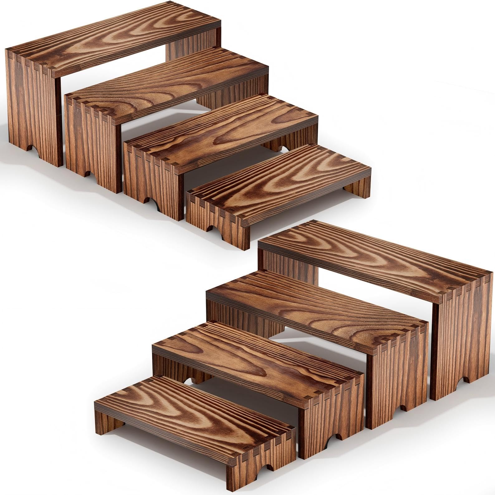 Photo 1 of 2 Set Large Wooden Tiered Riser Display Stands(4" Width),Stackable Wooden Cupcake Display Stand,Wood Risers for Decor,Dessert Table Display Set,Vendor Booth Display Items,Food Display Risers for Party,Cologne Perfume Organizer for Men Women?12" 11.2" 10.4