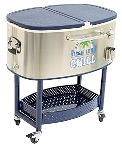 Margaritaville 77 Quart Oval Stainless Steel Outdoor Cooler with Wheels - Margaritaville Chill