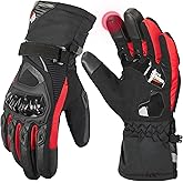 KEMIMOTO Winter Motorcycle Gloves, Rainproof Riding Warm Gloves with Touchscreen for Motorcycle Riding, ATV, UTV, Snowmobile Red L