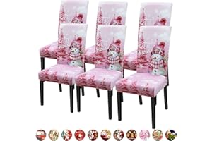 DREAHOTEXTIL Christmas Chair Covers for Dining Chairs, Dining Room Chair Covers Set of 6, Stretch Parsons Chair Slipcovers, Removable Washable Dining Chair Cover for Home Hotel Banquet Holiday Decoration