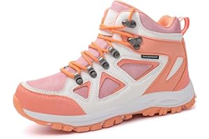 R CORD Kids Hiking Boots Waterproof Non-Slip for Outdoor Lace-Up Closure Girls Hiking Boots Durable TPR Traction Outsole Kids Hiking Shoes