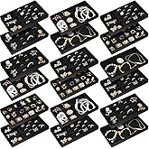 Junkin 18 Pcs Velvet Jewelry Tray Stackable Jewelry Drawer Organizer Jewellery Box Divided Display Tray for Earring Bangle(Black)