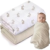 LILY O LAUREL Muslin Swaddle Baby Blanket for Boys and Girls, 100% Cotton, Swaddles for Newborns, 47"x47", Soft Breathable Skin Friendly Warm – Pack of 2