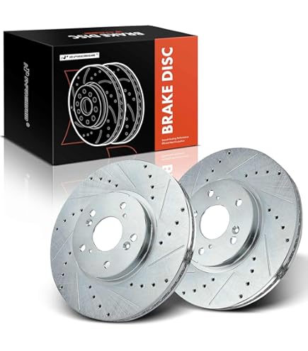Performance Brake Rotors AutoShack Drilled & Slotted Brake Rotors - Front & Rear Kit For Honda Accord 2008-2017 & Civic 2015 Black Rotors