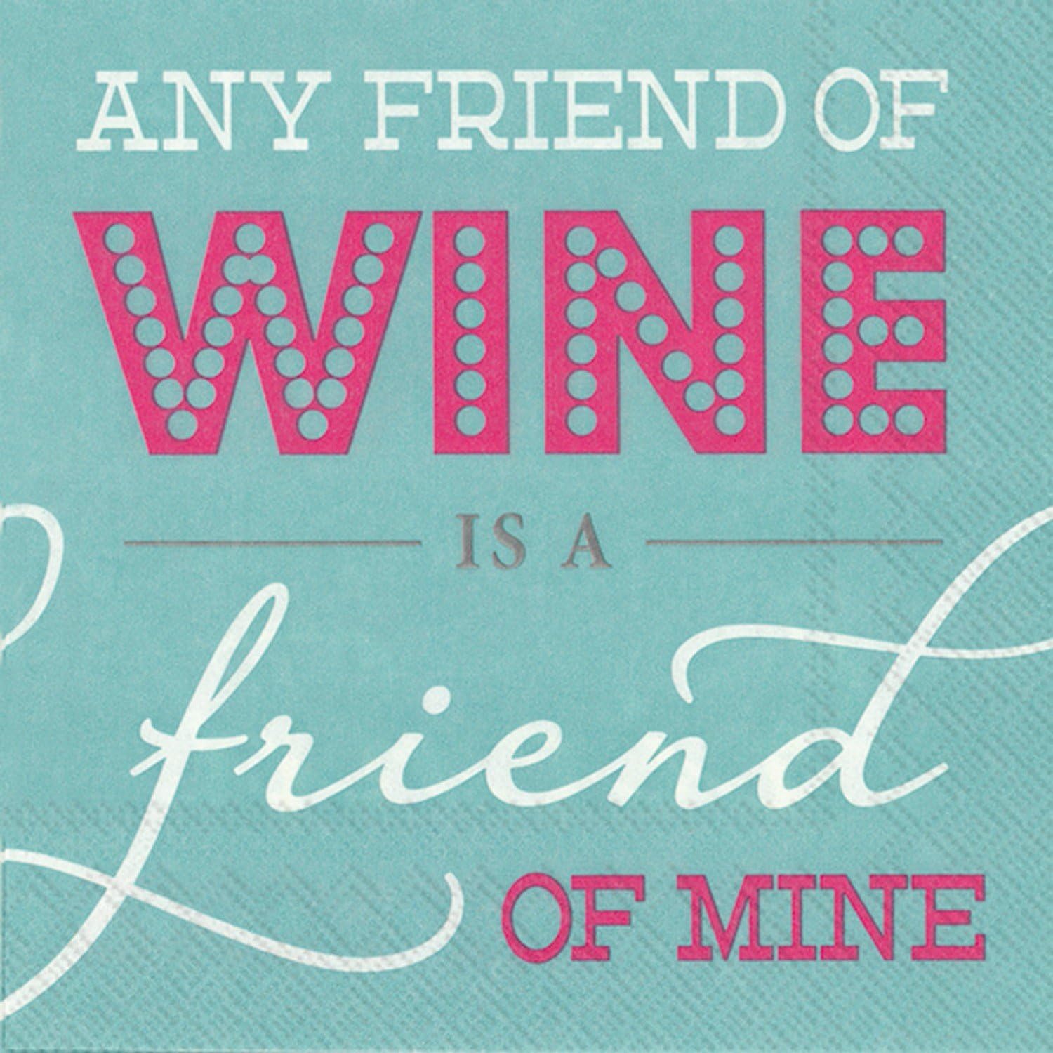 Ideal Home Range C711700 Rosanne Beck 20 Count Paper Cocktail Napkins, Any Friend Of Wine