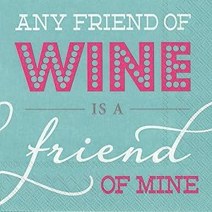 Ideal Home Range C711700 Rosanne Beck 20 Count Paper Cocktail Napkins, Any Friend Of Wine