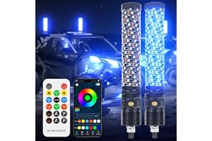 goodfitment 2 Pcs 1FT Thick Whip Lights, LED Whip Light with Brake Turn Signal by App & Remote Control, Spiral RGB Chasing Whips, Music Whip Light Compatible with UTV ATV RZR Can-Am SXS