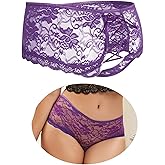 ohyeah Women Lace Boyshort Panty Lace Trim Boyshort Plus Size Underwear Panties Sheer Plus Size(XS-4XL)