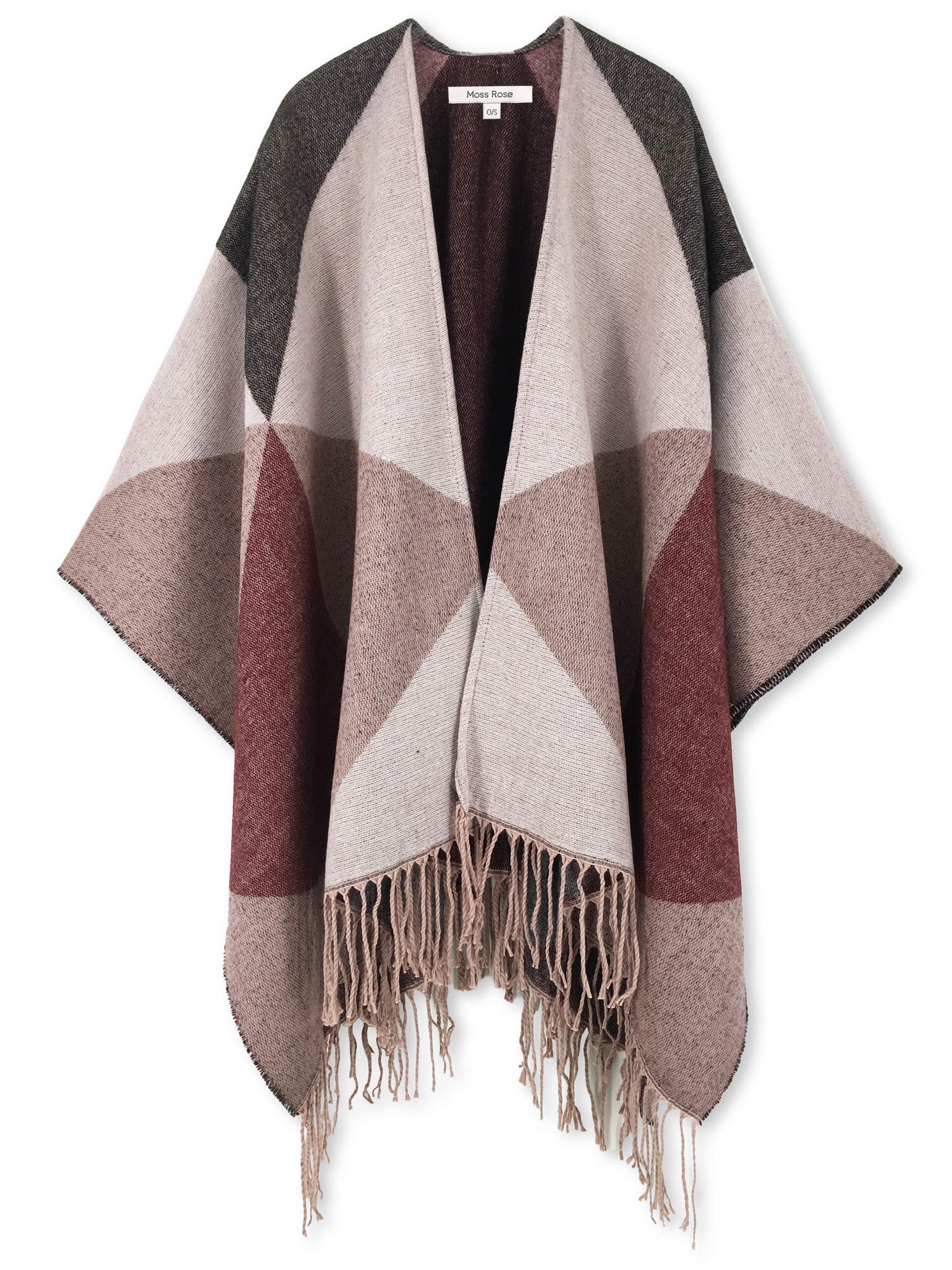 Moss RoseWomen's Travel Plaid Shawl Wrap Open Front Poncho Cape for Fall Winter