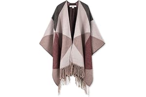 Moss Rose Women's Travel Plaid Shawl Wrap Open Front Poncho Cape for Fall Winter