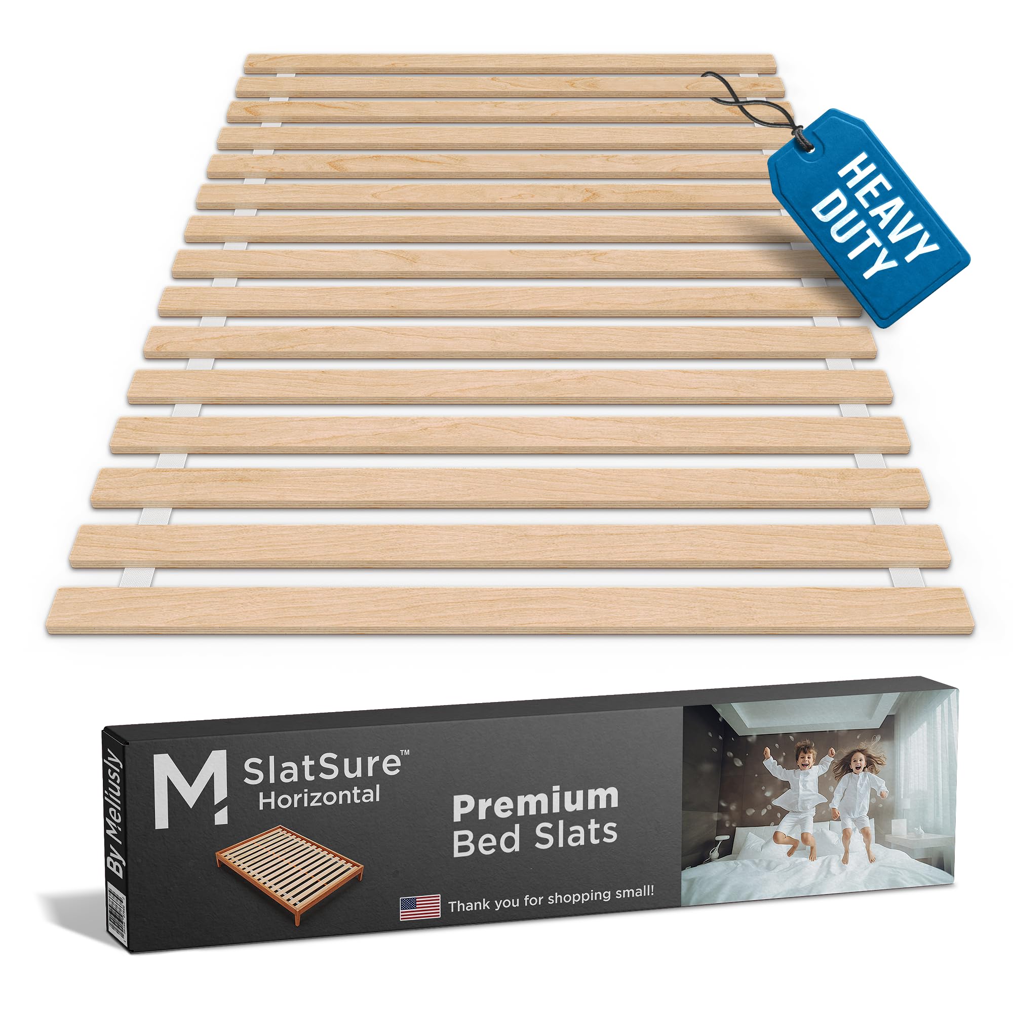 Photo 1 of Meliusly SlatSure Queen Size Horizontal Bed Slats – Heavy Duty Wood Replacement Bed Slats, Bed Frame Support Slats, Slatted Wooden Mattress Support Base for Broken, Sagging or Worn-Out Slats