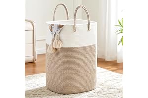 ARTFEEL Laundry Basket,Woven Cotton Rope Laundry Hamper,Versatile Storage for Dirty Clothes,Baby Toys,and Blankets in Bathroom, Nursery,and Living Room (Brown, 60L)