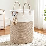 Laundry Basket,Woven Cotton Rope Laundry