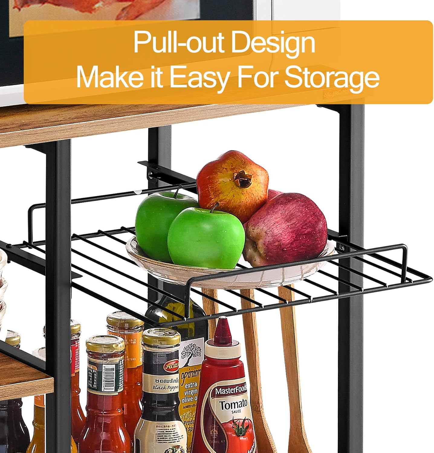 Mr IRONSTONE Kitchen Baker's Rack Vintage Utility Storage Shelf Microwave Stand 3-Tier+3-Tier Table for Spice Rack Organizer Workstation - Standing Baker's Racks