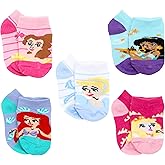 Disney Girl's Princess 5 Pack Character Socks, X-Small, Pink