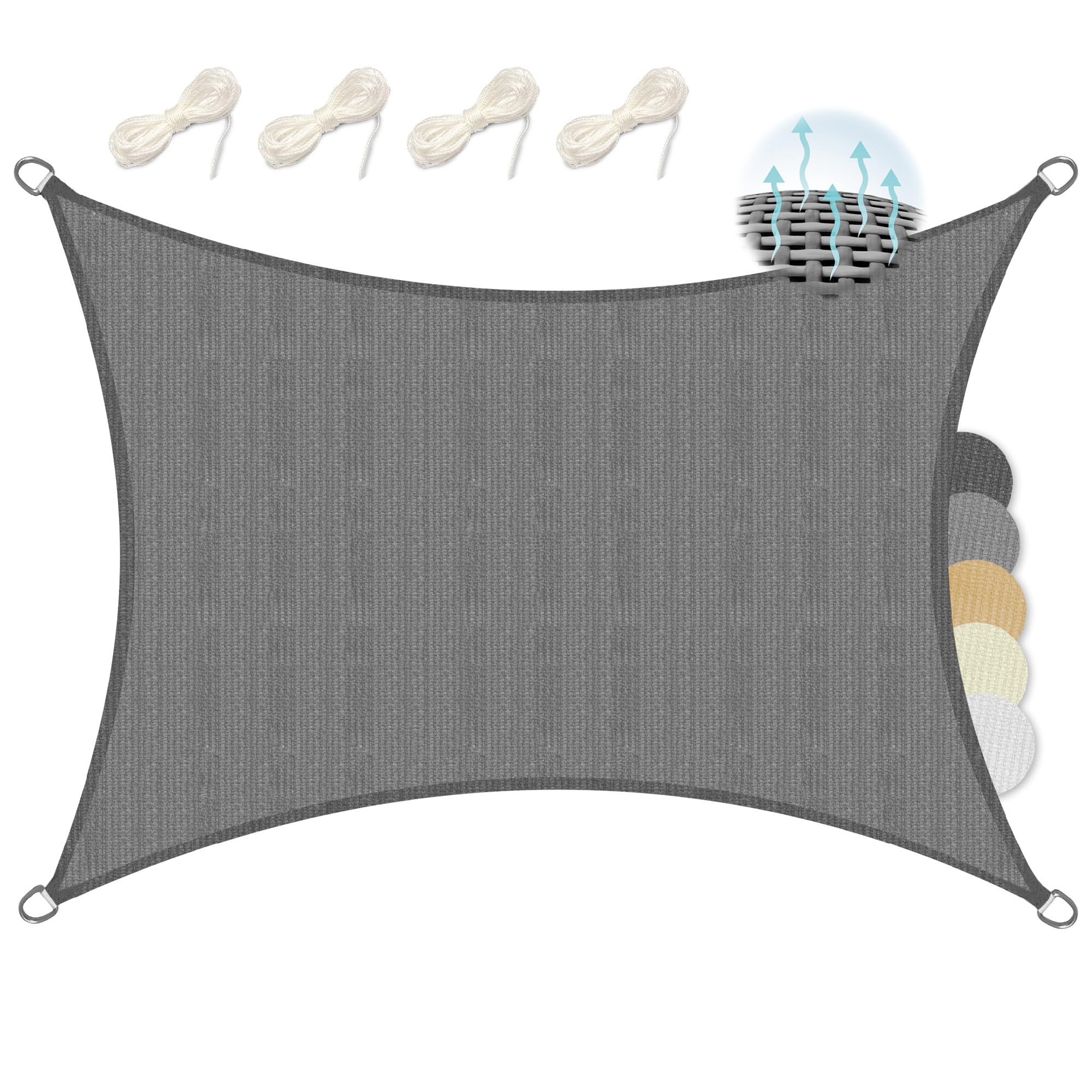 Sol Royal SolVision HS9 – Rectangular Sun Shade Sail 2x2 m HDPE Breathable & UV-light resistant Sun Protection for Terrace, Balcony, Pool & Garden – Sun Sail 200x200 cm Shade Fabric Anthracite