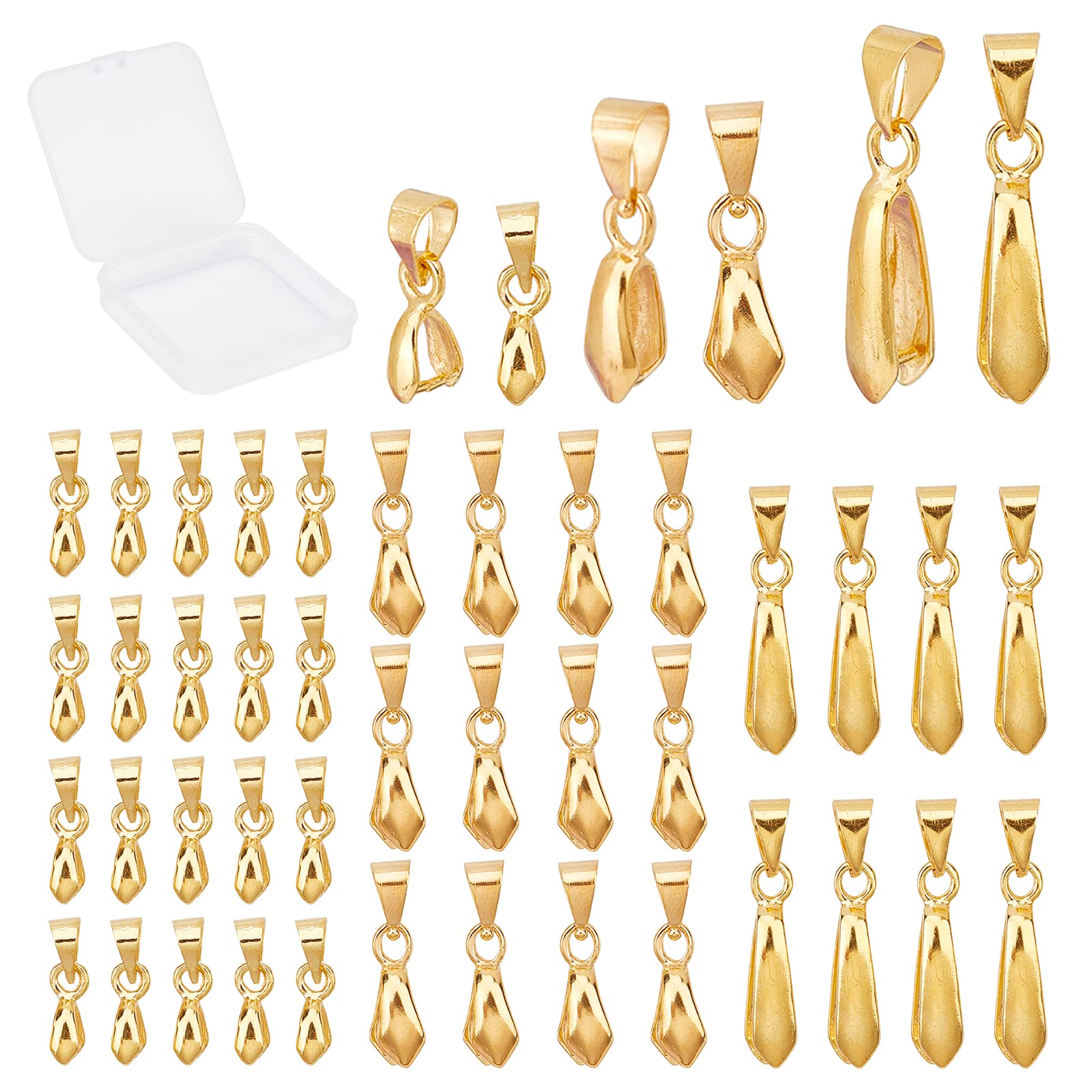 SUNNYCLUE 1 Box 120Pcs 3 Sizes Ice Pick Pinch Bails Pinch Clip Bail Clasps Charms Jewellery Findings Clasp Connectors for Earring Bracelet Necklace Jewelry Making Supplies Craft, Golden