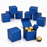 Quotidian Navy Blue Medium Paper Gift Boxes with Lids 3x3x3 in, 12 Count | Vintage Italian, Foldable, Pearlescent, Glitter, Cookie Bakery Candy Party Wedding Holiday (7.6 x 7.6 x 7.6cm)