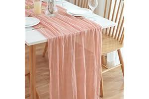 Putros Cheesecloth Table Runner Dusty Pink 10FT Valentine's Day Boho Gauze Cheese Cloth Table Runners 120 Inches Long Rustic Sheer for Centerpiece Home Party Wedding Baby Shower Spring Easter Decor