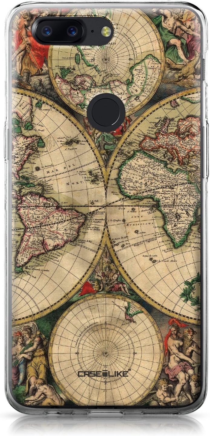 CASEiLike OnePlus 5T case, World Map Vintage 4607 Pattern TPU Case Bumper Snap-on Back Cover for OnePlus 5T
