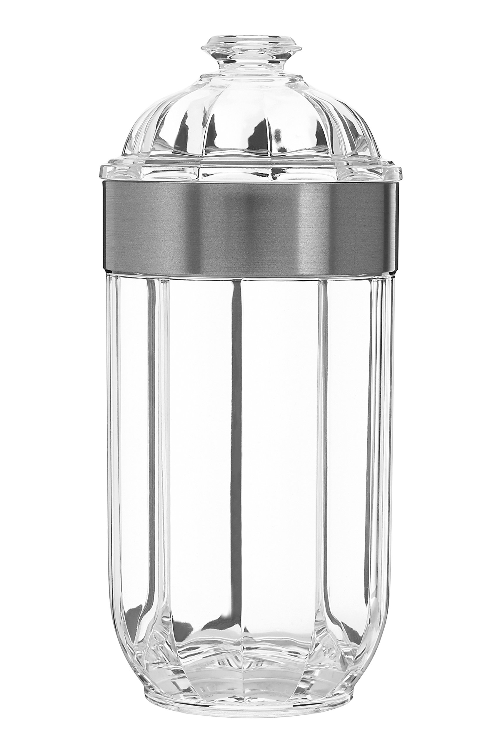 Premier Housewares Clear Canister, Acrylic, Silver, 10 x 10 x 22 cm