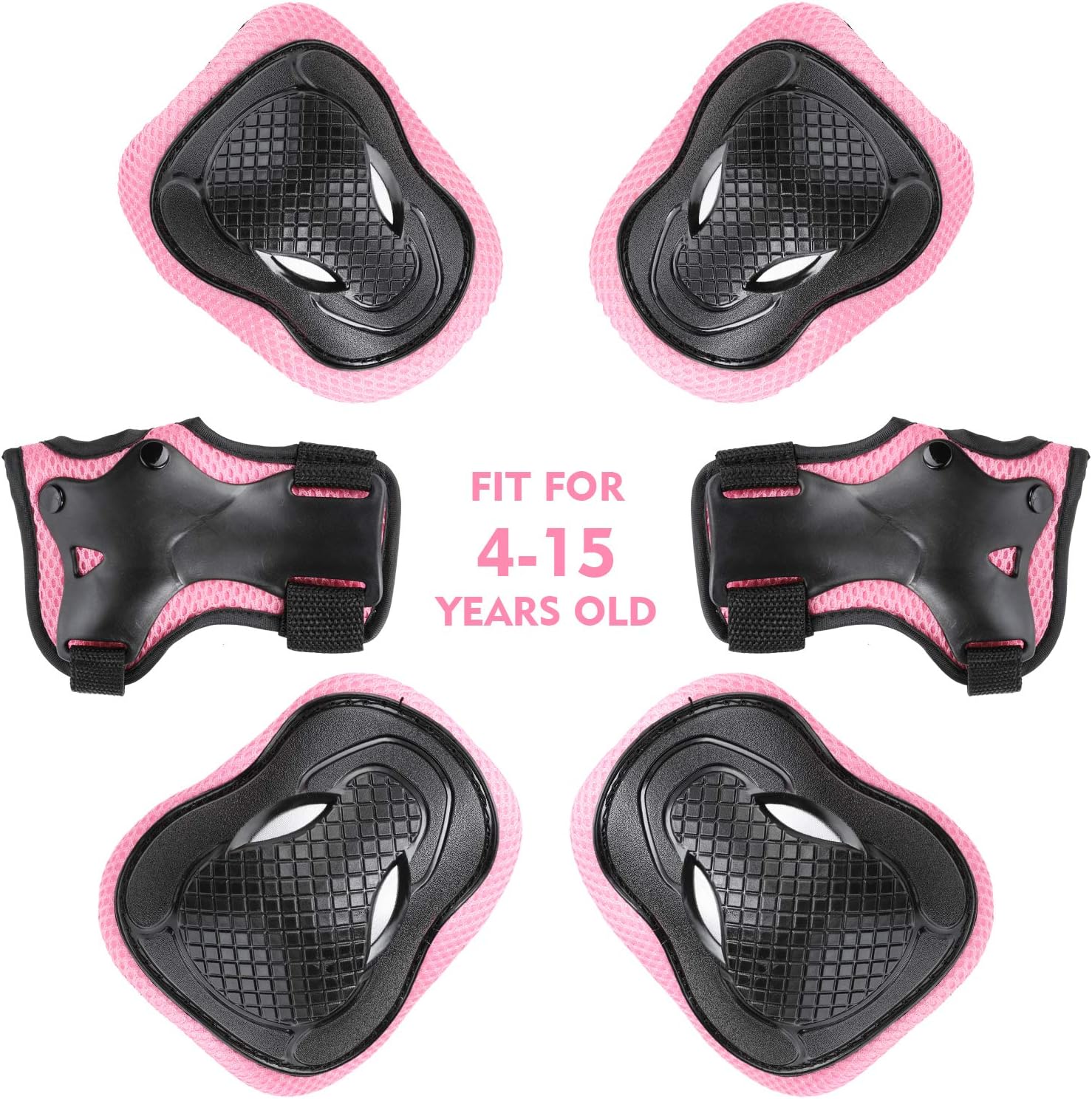 ValueTalks Protective Gear Sets for Youth/Kids Adjustable Safety Knee Pads and Elbow Pads Wrist Guards for 5~15yrs Girls Boys Teens Cycling Skating Roller Skateboard Bike Scooter Outdoor Sports : Sports & Outdoors