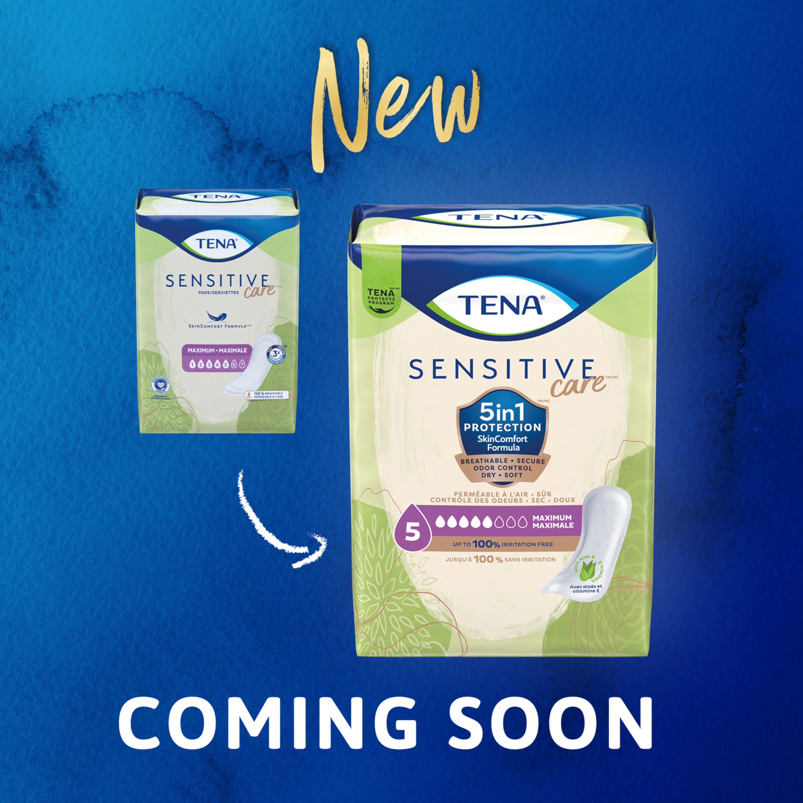 TENA Sensitive Care Incontinence Pads for Women, Bladder Control & Postpartum, Maximum Absorbency, Regular - 168 Count