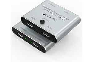 ARLEEDYN Bi Directional 8K USB C Switcher USB C Switch 2 in 1 Out / 1 in 2 Out - Type C KVM Switch Splitter for 8K@60Hz/4K@120Hz Video Transfer + 100W Charging + 10Gbps Data, with Power Cable