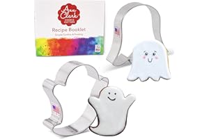 Halloween Ghost Cookie Cutters 2-Pc Set Made in USA by Ann Clark, 3", 3.5"