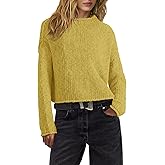Panadila Womens Mock Neck Cropped Sweater Oversized Chunky Knit Pullover Sweaters Fall Long Sleeve Sweater Tops