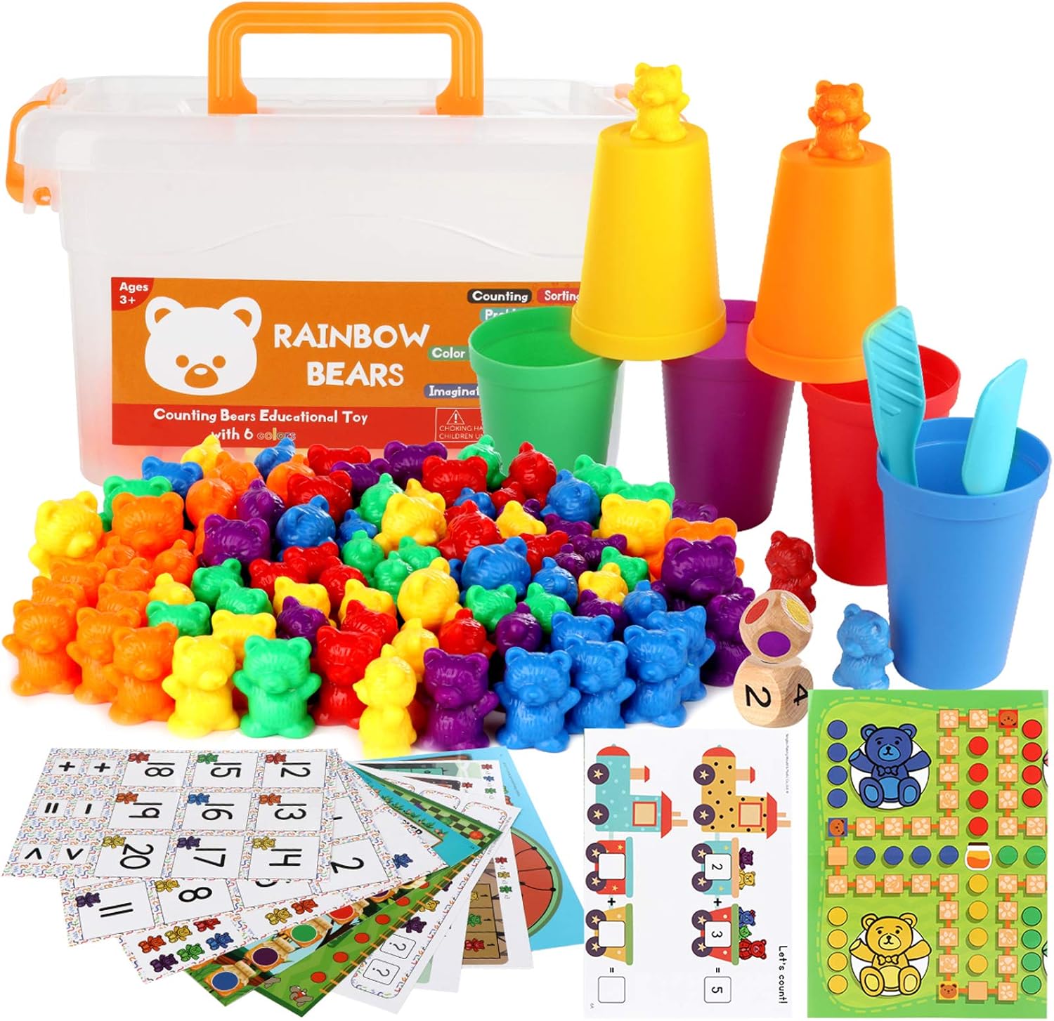 rainbow counting bears with matching sorting cups