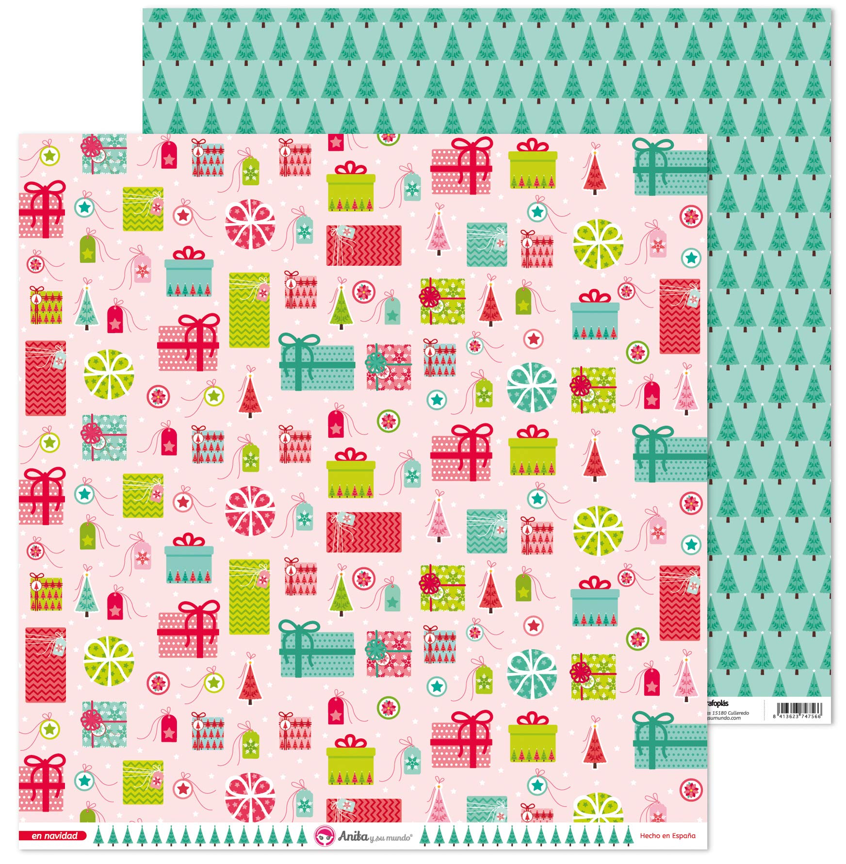 Anita and Su Mundo Christmas Collection Scrapbooking Papers, Paper, Gifts, 12" x 12"