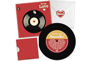 UNIMAXPRINT Anniversary Card, Valentines Day Gifts For Him, Love Card for Men Husband Boyfriend or Girlfriend, Retro Happy Anniversary, Romantic Card for Couple, Vinyl Record CD Birthday Card, First Date Gifts