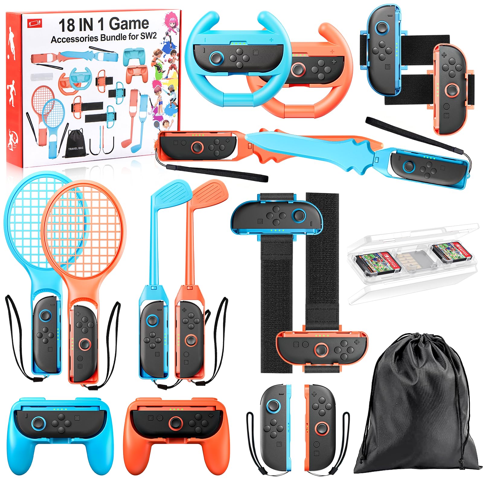 Photo 1 of 18 in 1 Switch 2 Sports Accessories Bundle for Nintendo Switch 2 Sports,Family Accessories Kit Compatible with Switch 2 Sports Games